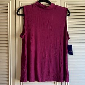 Womens Apt 9 Burgundy Mock Turtleneck Sleeveless Top Size XL
